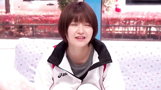 Cute Japanese girl in Asics jacket laughing, amateur JAV thumbnail