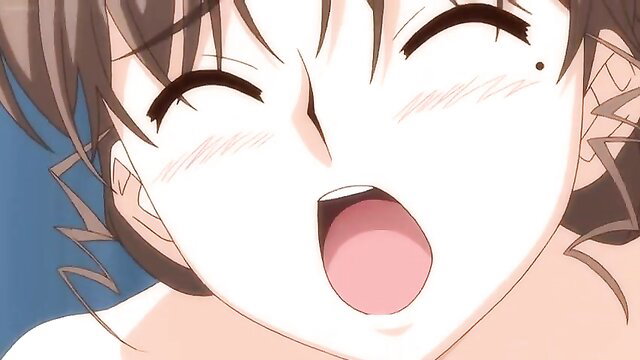 Cute anime big sister hentai closeup smiling with open mouth ahegao
