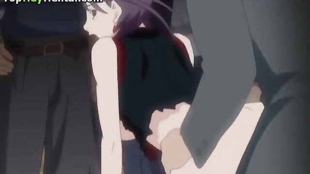 Busty anime girl in vest fucked hard from behind in sexy hentai