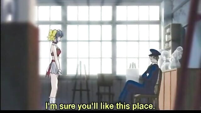 Blue-haired anime schoolgirl in sailor uniform with explicit threat text