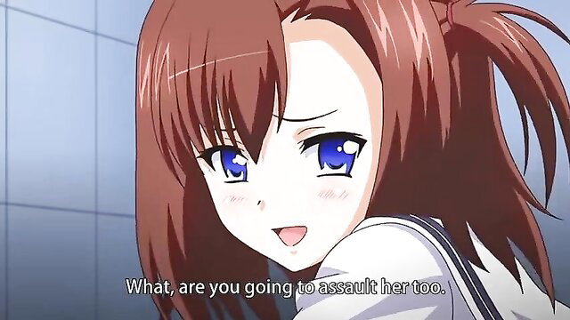 Anime girl with brown hair and blue eyes looking back