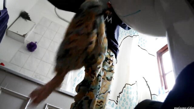 Little sister naked in bathroom, amateur voyeur shower tease