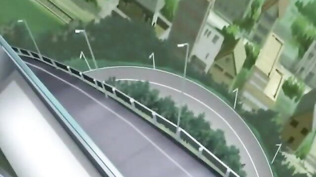 Anime hentai city road curve overhead view from Futago No Haha Seihonnou