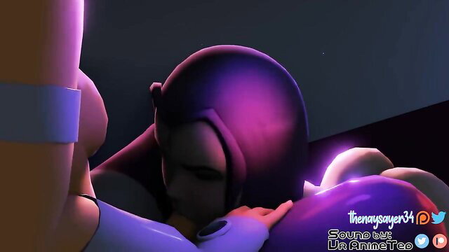 Starfire fucks Raven POV futa hentai with huge tits embrace