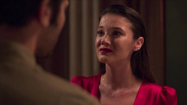 Pınar Deniz sexy red dress closeup in Love 101 hot TV scene