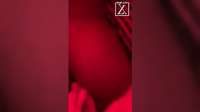Closeup of big black ass in red lingerie teasing for BWC