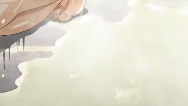 Charming anime hentai babe with huge tits and feet in creamy cumshot