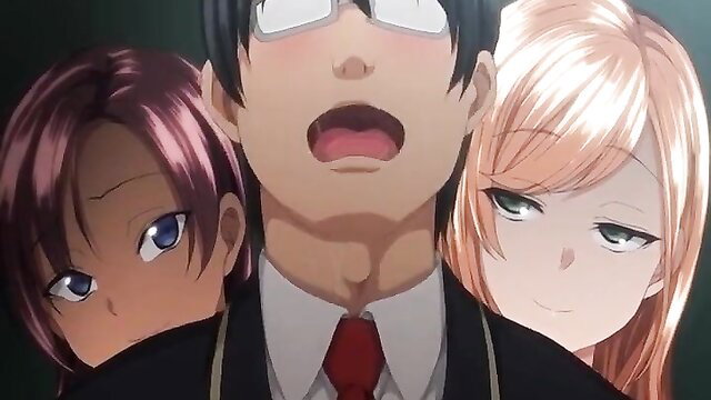 Ijirare Episode 1 hentai threesome with glasses guy and two busty anime girls