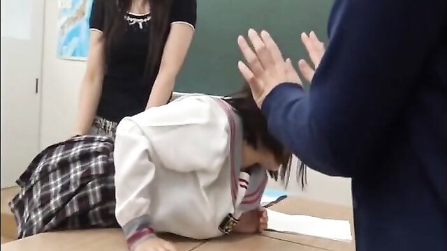 Asian schoolgirl Shiori spanked in BDSM classroom punishment