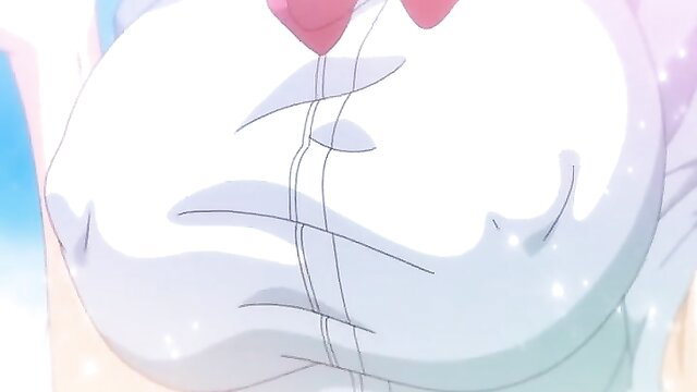 Bonyuu-chan busty anime girl in tight white shirt, big tits overflowing