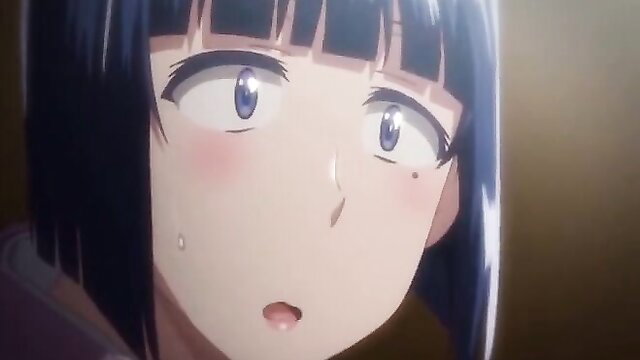 Blue-haired hentai anime girl with ahegao face in Inkou Kyoushi Episode 2
