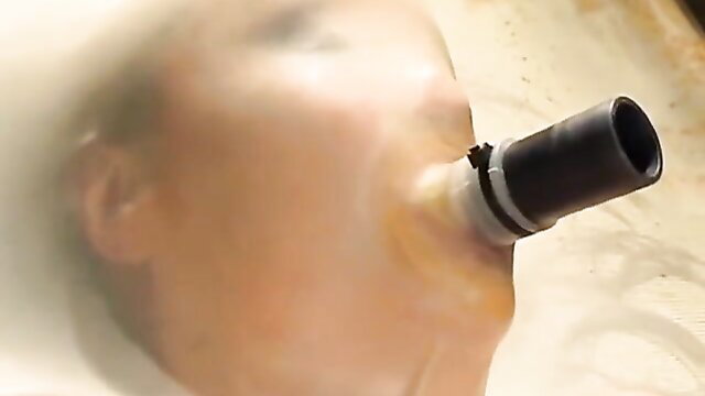 Christina Carter mouth-fucked by vac bed tube BDSM