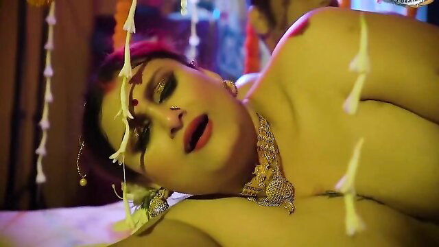 Indian Mallu Bhabhi in wedding night seduction, nude with jewelry