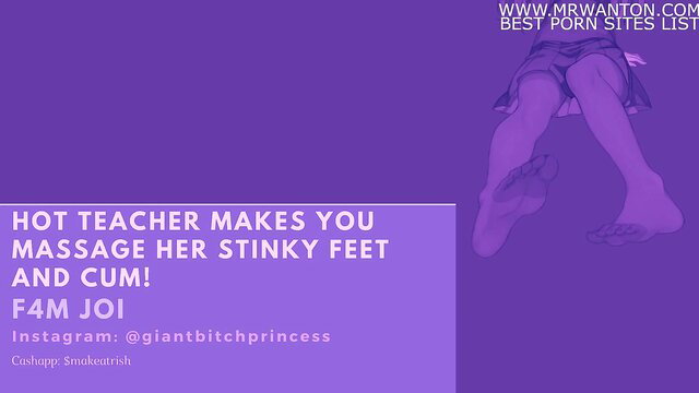 Hot teacher JOI: massage stinky feet & cum F4M