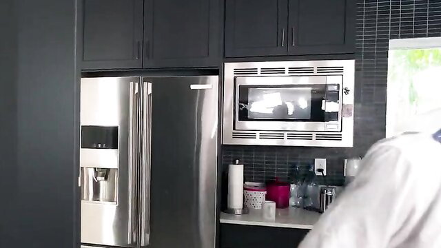 Black teen in kitchen begs stepdad to see boyfriend taboo tease