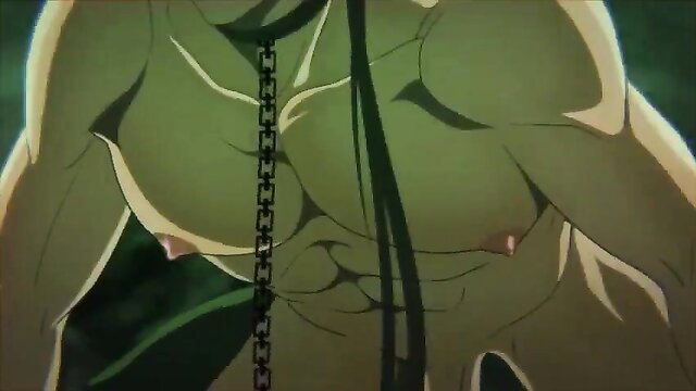 Muscular green goblin hunk in chains from Goblin's Cave