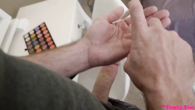 Angel Smalls closeup hands spreading pussy in Family Pies video