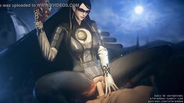 Bayonetta hentai stroking cock with handjob in sexy bodysuit