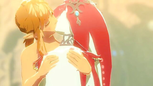 Link and Mipha passionate embrace from Zelda Breath of the Wild hentai