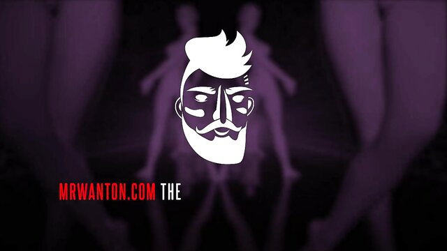 Mysterious bearded man silhouette with sexy purple dancers, MrWantON adult video thumbnail