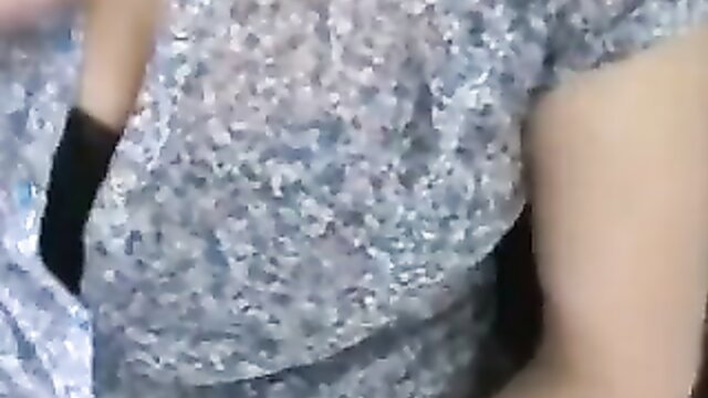 French hot wife in sheer blouse flashing cleavage closeup