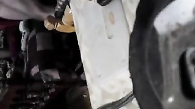 Amateur Asian teen POV blowjob on yellow car seat closeup