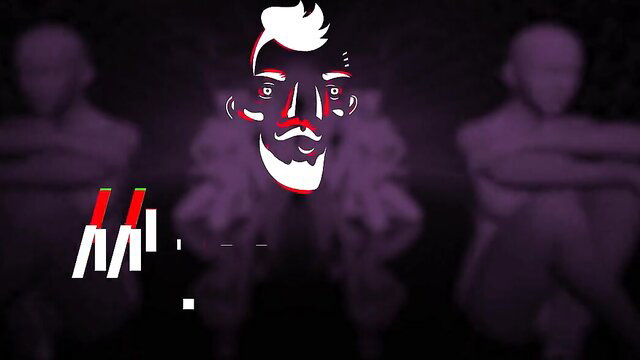 Stylized man with beard and mohawk in purple shadows, explicit anal thumbnail