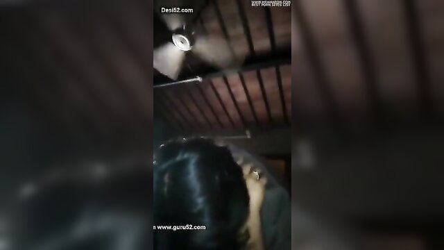 Amateur Indian wife cheating POV, dark room ceiling fan view