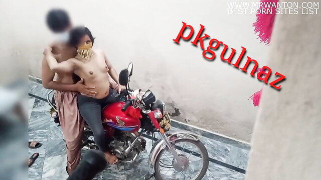 Desi step-sister fucked hard on red bike outdoors