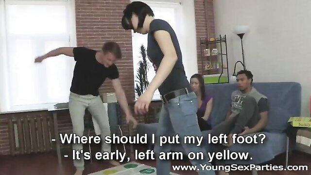 Young libertines play Twister turning into 4-way orgy with Annette