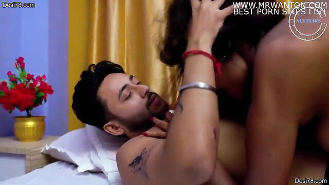 Indian bhabhi rides cock in night dress, hot desi sex