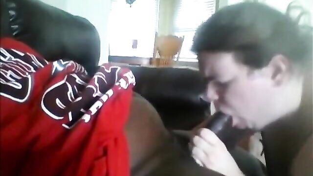 BBW Engulfing Big Black Cock and Licking Balls Closeup