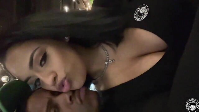 Steff the Barbie Doll cleavage tease with Lil D in car