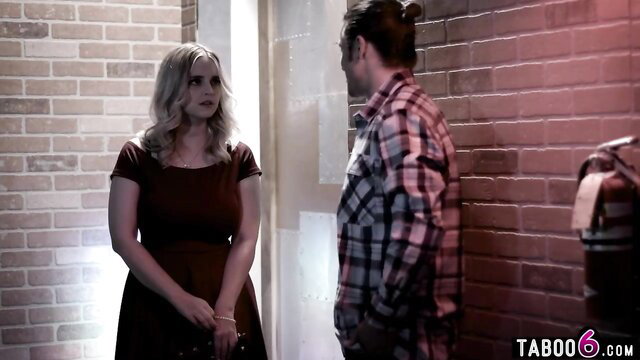 Codi Vore huge boobs BBW in tight dress talks to soldier before fuck