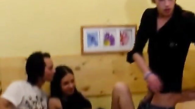 Sasha Rose floozy threesome with guys groping her pussy