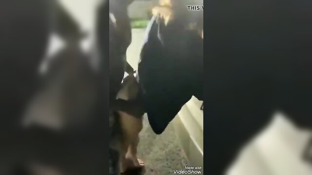 Amateur black guy gets ghetto blowjob from white girl outdoors