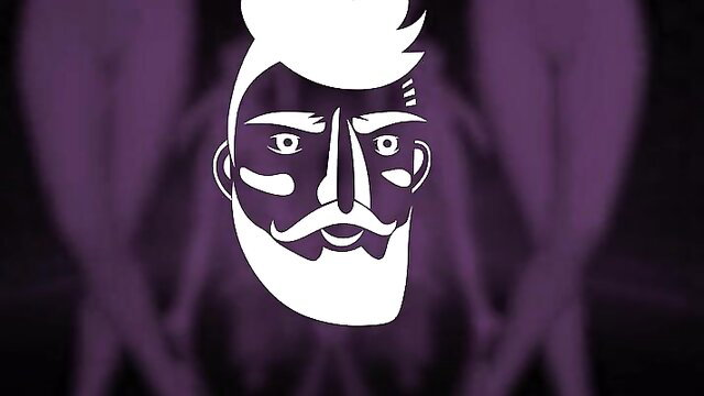 Stylized bearded man face purple glow - Deep Anal Creampie Barbie doll teaser