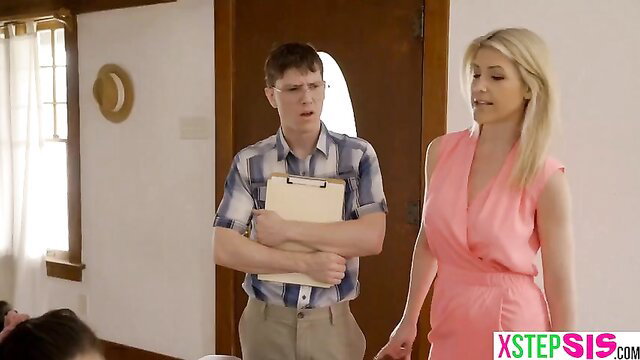 Alina Lopez blonde stepsis in pink dress teases geek stepbro