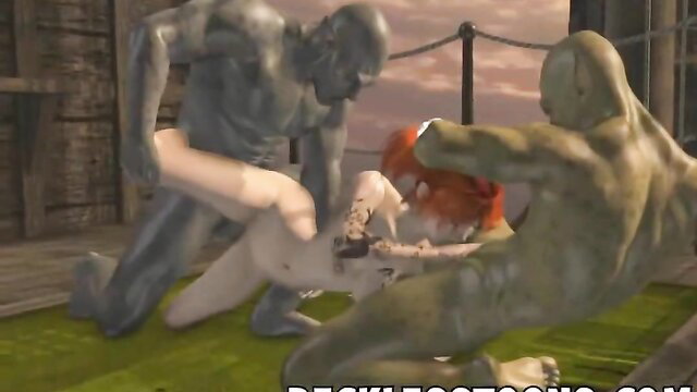 Pirate monsters gangbang sexy tattooed redhead hentai porn