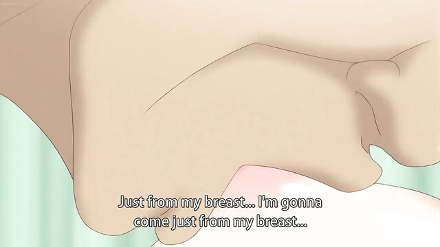 Hentai girl with huge breasts cumming from breast play closeup