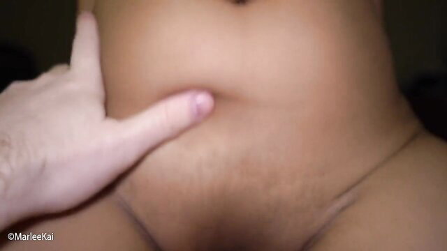Hand groping soft Thai milf belly and pussy closeup in hotel fuck