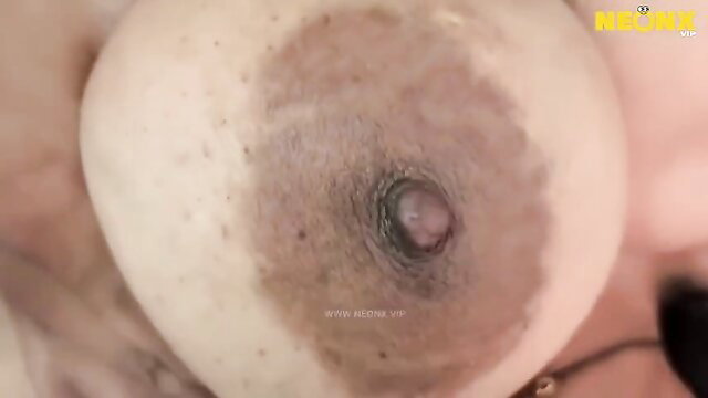 Closeup of Indian woman's huge natural tits and dark puffy nipple in HD porn video