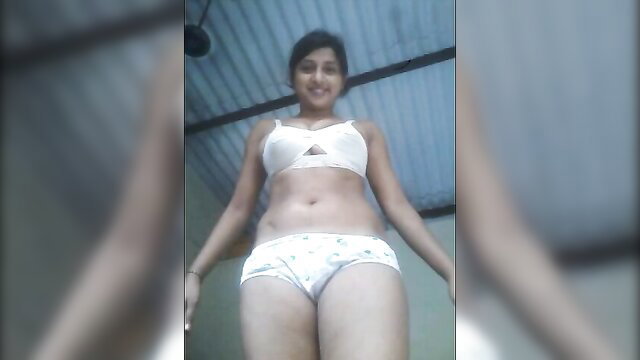 Indian aunty slips white bra panties exposing curves solo tease