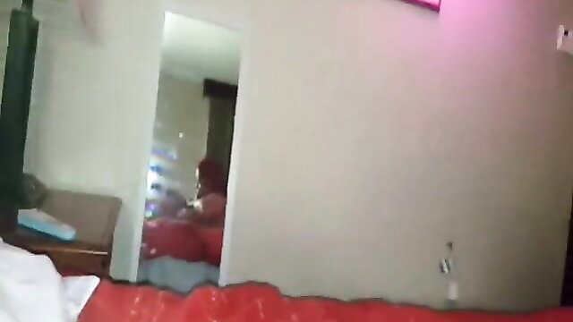 Cannibal Lela red bed tease in mirror POV