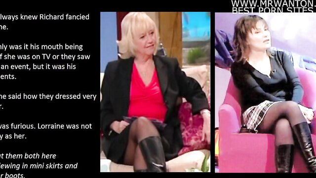 Judy Finnigan UK TV MILF in short skirt stockings interview pose