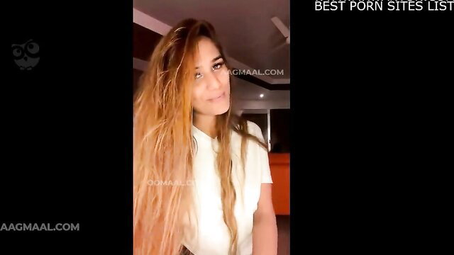 Poonam Pandey sexy selfie in white top, long wavy hair live show