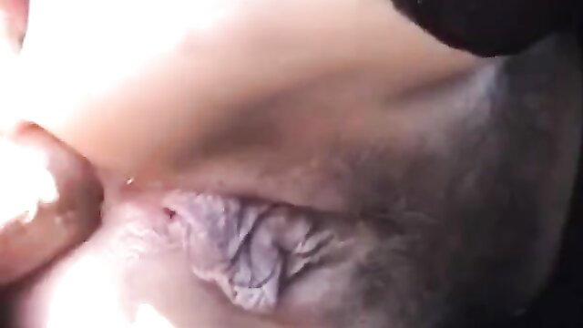 Bushy Italian milf's gaping hairy anus fingered by chauffeur