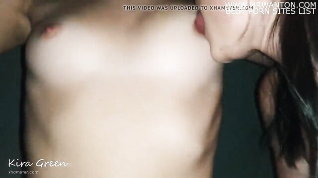 Kay Green topless closeup, pale big tits exposed, seductive pose