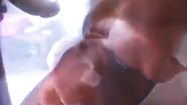 Tanlined Ann fucked hard by jock cock in her wet vagina closeup