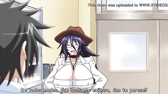 Busty anime cowgirl with huge tits in open blazer from Kagaku na Yatsura